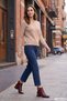 Women's burgundy zippered thick heeled boots - 4