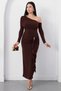 One-Shoulder Long Sleeve Sandy Dress K-262717 - 4