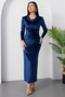 Degaje Yaka Shoulder Shoulder Pad Piece Long Sleeve Velvet Dress 2025-4397 - 5