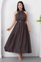 Halter Neck Leather Belted Polka Dot Dress K-261729 - 6