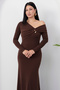 One-Shoulder Madonna Collar Buckle Dress K-252672 - 2