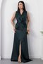 Shirt Collar Waist Knotted Satin Dress K-261737 - 4