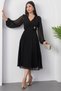 Double-Breasted Neck Buckled Waist Long Sleeve Chiffon Dress 2025-4329 - 5