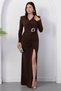 Double-Breasted Collar, Waist Buckle, Long Sleeve Dress K-262671