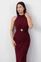 Halter Neck Dress with Waist Buckle and Tie Grs4023 - 6