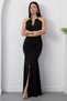 V-Neck Metal Neck Collar Sandy Dress K-261749 - 6