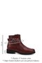 Women's Burgundy Antique Zippered Rubber Sole Genuine Leather Boots - 3
