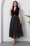 Double-Breasted Collar Belted Polka Dot Chiffon Dress Grs3911 - 7
