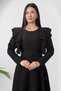 Flounce Sleeves Belted Crepe Dress 2025-4309 - 2