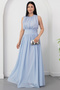 Crew Neck Waist Gathered Chiffon Dress K-261639 - 3