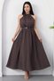 Halter Neck Leather Belted Polka Dot Dress K-261729 - 4