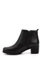 Women's Black Zippered Thick Heeled Genuine Leather Boots - 5