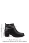 Women's Black Zippered Thick Heeled Genuine Leather Boots - 2