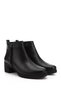 Women's Black Zippered Thick Heeled Genuine Leather Boots - 4