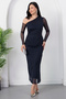 One Shoulder Long Sleeve Rhinestone Tulle Dress Dks1012 - 4