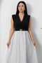 Double-Breasted Collar Belted Polka Dot Chiffon Dress Grs3911 - 6