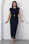 Oval collar buckle glitter dress grs4113 - 6