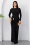 Crew Neck Waist Shoulder Buckle Dress K-262730 - 3
