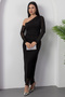 One Shoulder Long Sleeve Rhinestone Tulle Dress Dks1012 - 4