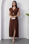 V-Neck Waist Buckled Slit Dress Grs3865 - 4