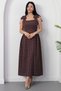 Square Neck Shoulder Bow Gathered Dress 2026-4570 - 4