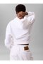 Women's Regular Fit CK Logo-Embroidered White Hooded Long-Sleeve Sweatshirt - 6