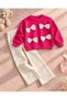 Girl's satin ribbon appliqué 3-thread sweatshirt and leggings set - new season