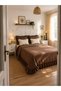 Pearl Ruffle Brown Bedspread Set Double King Size - 6