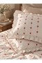 Ruffled Cotton Double Duvet Cover Set with Ornamental Overlock (Red) - 2
