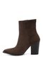 Women's Brown Suede Pointed Toe Thick Heeled Boots - 6
