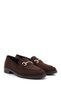 Women's Brown Suede Buckle Loafer Shoes - 5
