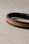 Textured Striped Men's Leather Bracelet Two-Color Design - 4