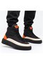 Men's Parachute Fabric Half Ankle Sports Boots with Orange Skin Detail and High Black Sole - 5