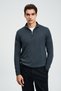 Opulent Wool Blend Zippered High Neck Knitwear Sweater Petrol - 4