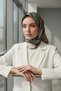 Crystal Marble Pattern Mint Green - Khaki Color 90X90 Scarf (Silk Free) Edge Stitching Shape Hand Upright - 3