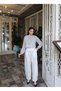Chiffon Fabric Polka Dot Lined Blouse — White - 8