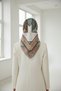 Crystal Marble Pattern Mint Green - Khaki Color 90X90 Scarf (Silk Free) Edge Stitching Shape Hand Upright - 5