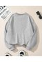 Ribbon Printed Crew Neck Sweatshirt with Fleece Inside - 2