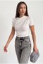 Cross Drawstring Short Sleeve Sandy Blouse -White - 5