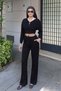 Oysho Fabric Lace Detailed Double Set Black - 3