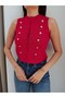 Gold Buttoned Vest Blouse - 2
