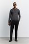 Men's Anthracite Polo Collar Zippered Easy-Ironing Anti-Wrinkle Regular Fit Knitwear Sweater A62Y5010 - 6