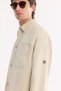 Men's Beige Classic Collar Suede Textured Seasonal Comfort Fit Coat A61Y6003 - 7