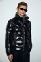 Roy Men's Shearling Goose down Shiny Inflatable Coat Black - 4