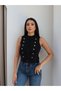 Gold Buttoned Vest Blouse - 2