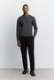 Men's Anthracite Polo Collar Zippered Easy-Ironing Anti-Wrinkle Regular Fit Knitwear Sweater A62Y5010 - 7