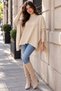 Women's Beige Oversize Slit Knitwear Poncho Sweater - 5