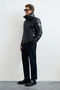 Roy Men's Shearling Goose down Shiny Inflatable Coat Black - 5