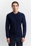 Men's Navy Blue Polo Collar Zippered Rayon Blended Regular Fit Knitwear Sweater A62Y5022 - 6