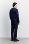 Men's Navy Blue Crew Neck Easy-Iron Jacquard Regular Fit Sweatshirt A62Y1250 - 5